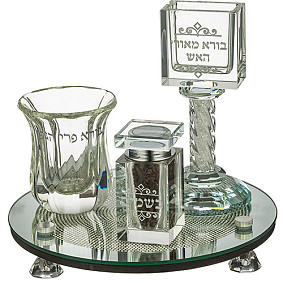 Crystal Havdalah Set with tray