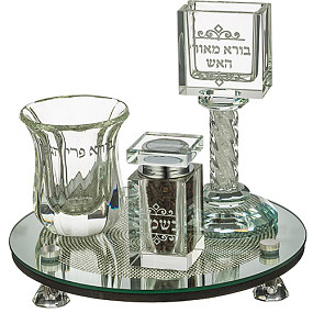 Crystal Havdalah Set with tray
