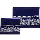 Blue Velvet Tallit and Tefillin Bag with  Jerusalem