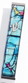 Chagall Mezuza Case turquoise - 7cm