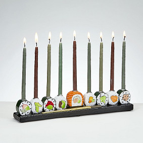 Handpainted resin  Menorah  Sushi