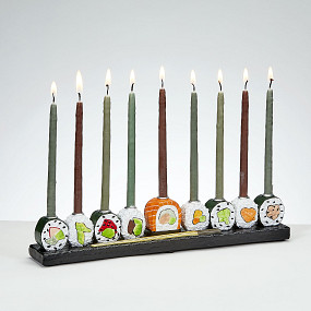 Handpainted resin  Menorah  Sushi