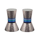 Emanuel hammered candlesticks with blue ring design