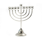 Large Silver Plated Metal Menorah - 34.5cm
