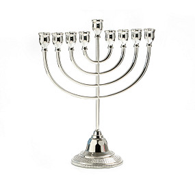Large Silver Plated Metal Menorah - 34.5cm