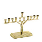 Gold Magen David Shamash Straight Menorah