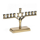 Brass Magen David Shamash Straight Menorah