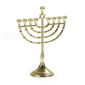 Golden colour traditional Chanukiah/star of david