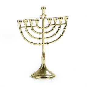 Golden colour traditional Chanukiah/star of david