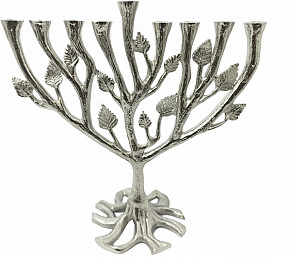 Silver Plated Menorah - Tree of  Life