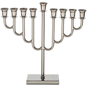 Metal Menorah 32cm Nickel finish