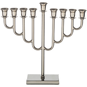 Metal Menorah 32cm Nickel finish