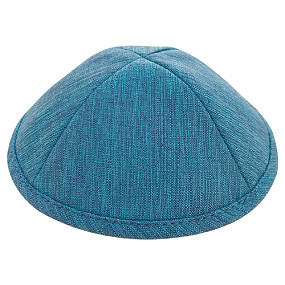 Turquoise linen Kippah 19cm