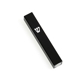 Black Aluminium mezuza case silver shin 7cm