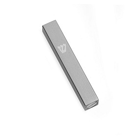 Grey Aluminium mezuza case silver shin 7cm