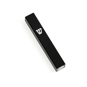 Black Aluminium mezuza case silver shin 10cm