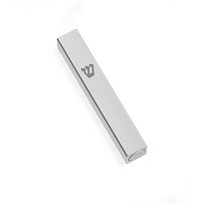 White  Aluminium mezuza case silver shin 10cm
