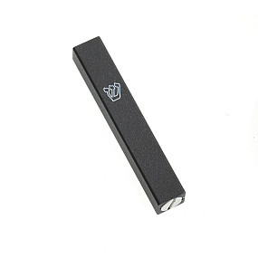 Dark Grey Aluminium mezuza case white shin 7cm