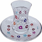 Multicolor etched Kiddush Cup Pomegranates
