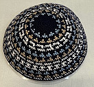 blue knitted kippah dots 19cm