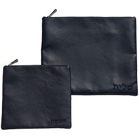 Leatherlike Tallit and Tefillin Bag black set