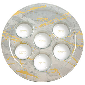 Glass  marble seder plate 40cm