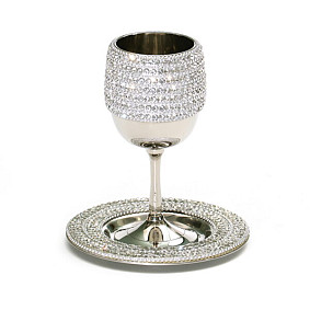 Stainless Steel Kiddush Cup silvered diamonds