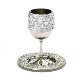 Stainless Steel Kiddush Cup silvered diamonds