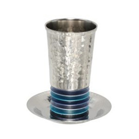 Kiddush cup + discs - blue