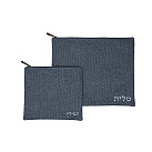 Blue linen Tallit and Tefillin Bag set