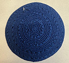 Blue knitted holy kippah 11cm