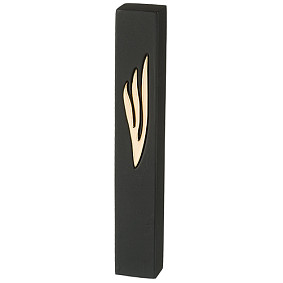 Polyresin cement mezuza case 12cm black stone