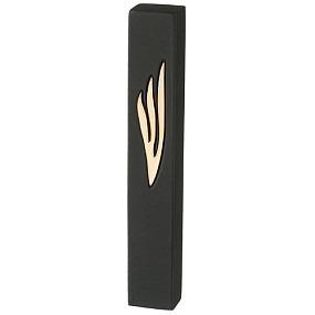 Polyresin cement mezuza case 12cm black stone