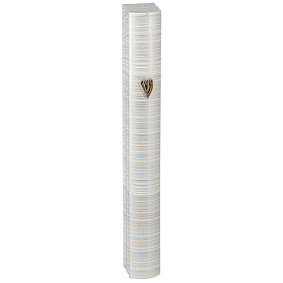 Aluminium metallic mezuza case white lines 10cm
