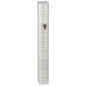 Aluminium metallic mezuza case white lines 10cm