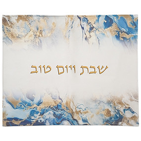 Faux leather Challah Cover blue fantasia