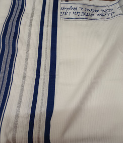 COTTON tallit blue/silver 50