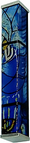 Chagall Mezuza Case blue - 12cm nickel top