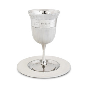 S steel kiddush cup white enamel