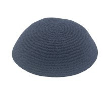 Blue wide knitted kippah 17cm