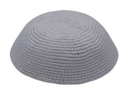 White wide knitted kippah 17cm