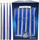 Handmade Chanukah Candles - metallic  Blue/SILVER