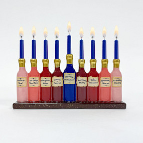 Wine bottles Menorah