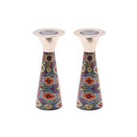 Cone Candlestick painted multicolor