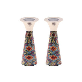 Cone Candlestick painted multicolor