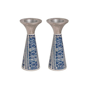 Cone Candlestick painted blue