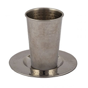 Hammered Stainless steel kiddush cup