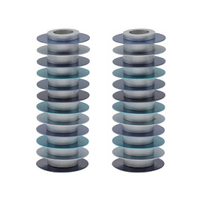 Disc blue candlesticks tall