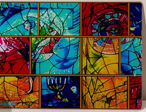 Glass Challah tray Chagall
