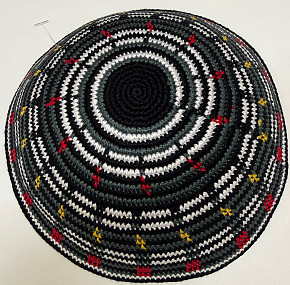 multicolor knitted kippah 19cm